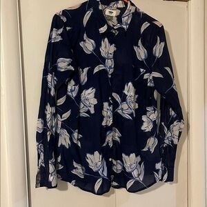 Old Navy Navy and White Floral Shirt
